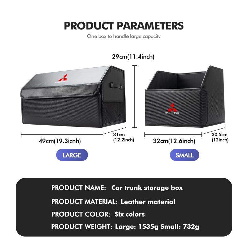 Multifunctional Car Organizer Waterproof Collapsible Leather Box For Mitsubishi Outlander Lancer Cross Colt Xpander Mirage