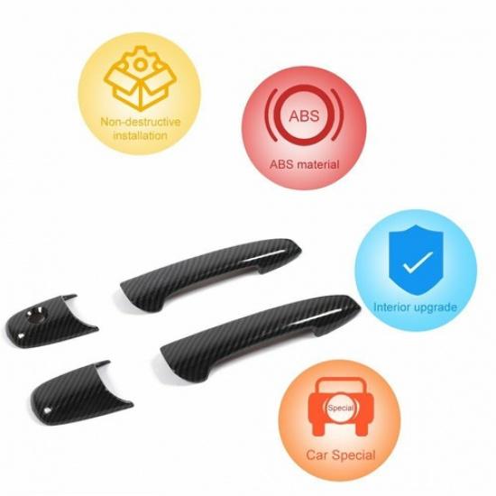 2pcs Door Handle Cover Trim Carbon Fiber For Ford Mustang 2004-2014 Exterior