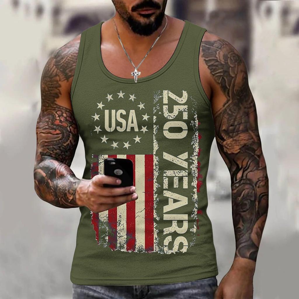 Men 4th Of Shirts USA Muscle Sleeveless Shirt Patriotic Tank Tops