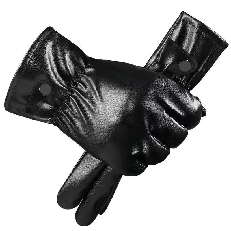 Men'S And Women'S Touch Screen Leather Gloves Winter Warm Waterproof Windproof Piled Thickened Outdoor Motorcycle Riding Gloves