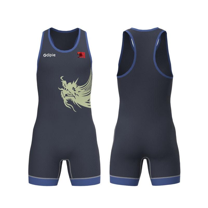 Canottiera da Lotta Libera con Stampa a Trasferimento Termico Uomo Donna Spandex Lycra Tuta Atletica a Compressione
