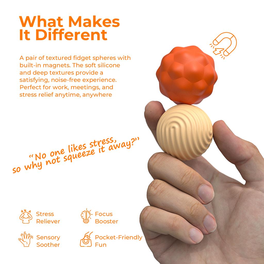 2PCS Large Silicone Magnet Balls Fidget Toy Stress Anxiety for Adults Teens Autism Toy Gift Set Hand Roller Sensory Magnet Balls