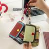 Corduroy Mini Cosmetic Bag Large Capacity Grid Pattern Purse Sanitary Napkin Storage Bag  Girls