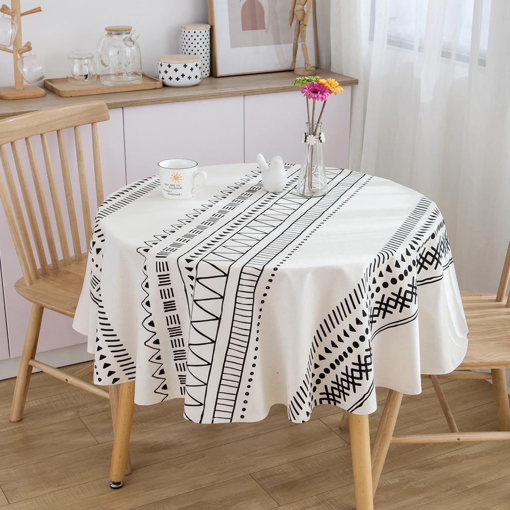 1pc Vintage Blue & Pearl White Floral Tablecloth Boho Tablecloths Round Cover for Indoor/Outdoor Dining, Perfect for Everyday Meals & Home Decor
