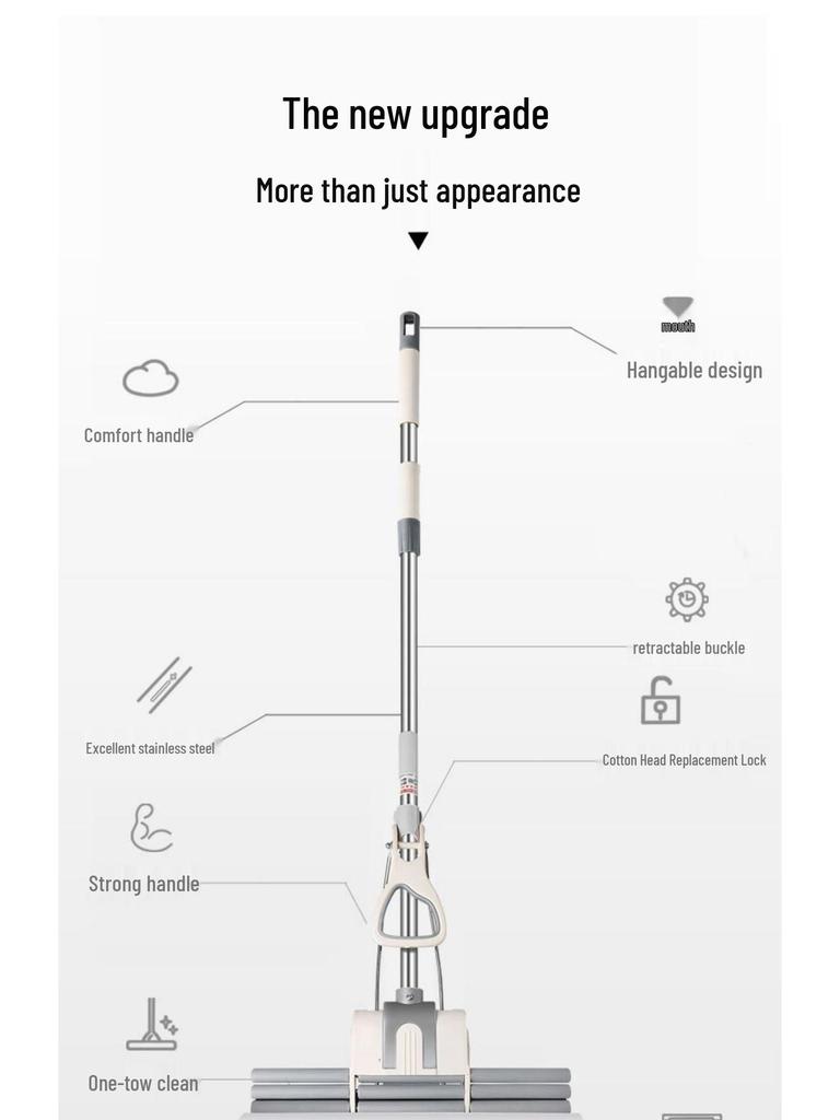 2025 Hands-Free Large Stainless Steel PVA Absorbing Floor Mop