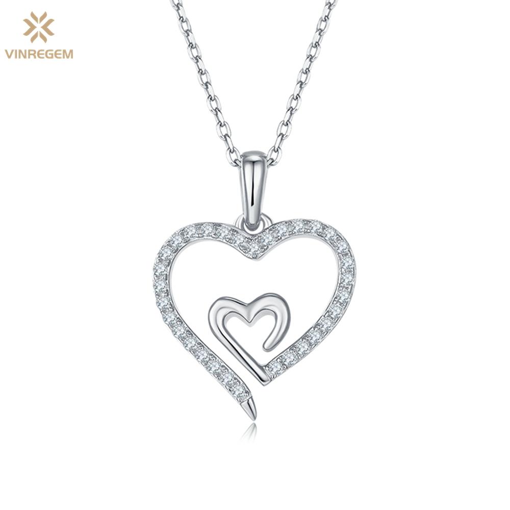 

Vinregem 3EX VVS1 D цвет сверкающие 0,32 карата настоящие муассанитовые бриллианты сердце кулон ожерелье для женщин стерлингового серебра 925 пробы ювелирные изделия подарки для девочек chain length-45cm белый