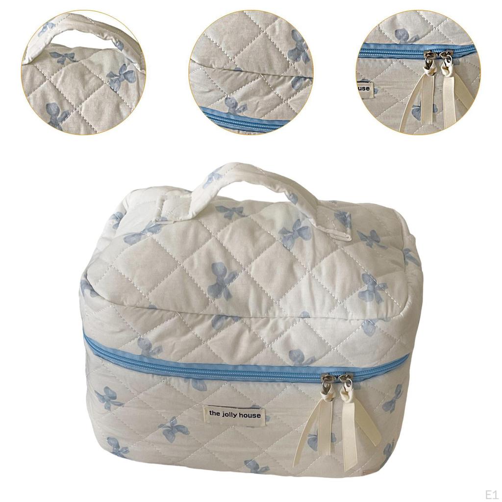 Søt sminkepose sløyfe kosmetisk bærbar multifunksjonell for kvinner jenter oppbevaring