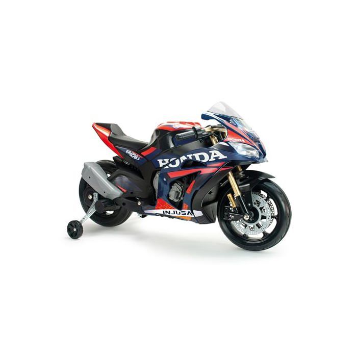 Moto électrique pour enfants - INJUSA - Honda Competition - 12V - Roues de soutien - Lumières et sons - MP3 intégré