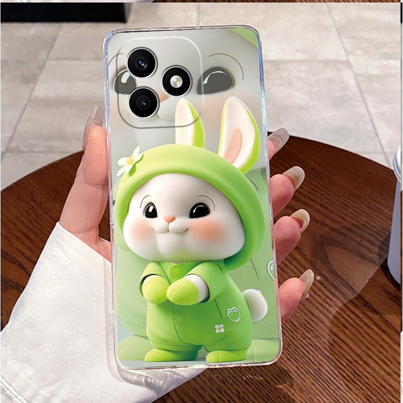 For Honor X8d Case Clear Luxury Cute Love Heart Rabbit Funny TPU Soft Silicone Phone Case For Honor X8d X 8d 4G Back Cover Funda