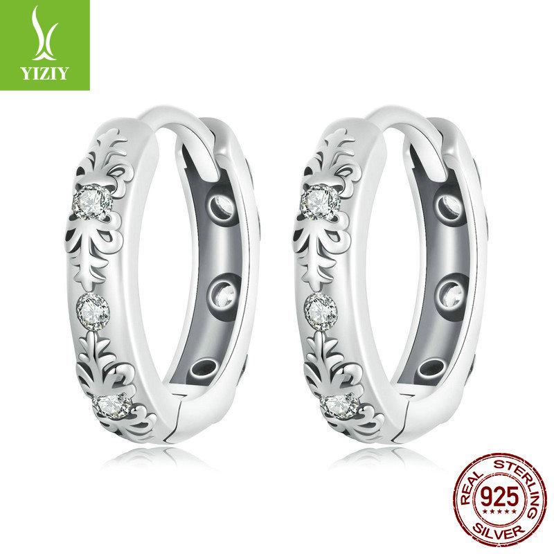 S925 Sterling Silver Earrings Women'S, Personalized High-End Zircon Ring Earrings Jewelry
