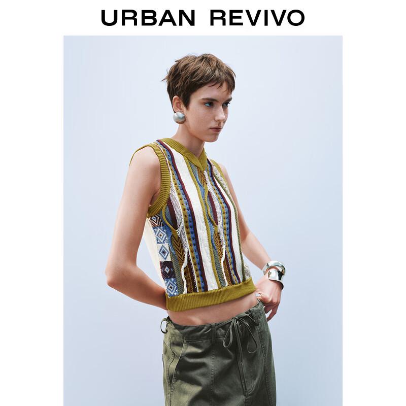 UR 2025 Spring Women's Retro Multi-Color Knit Sleeveless Top