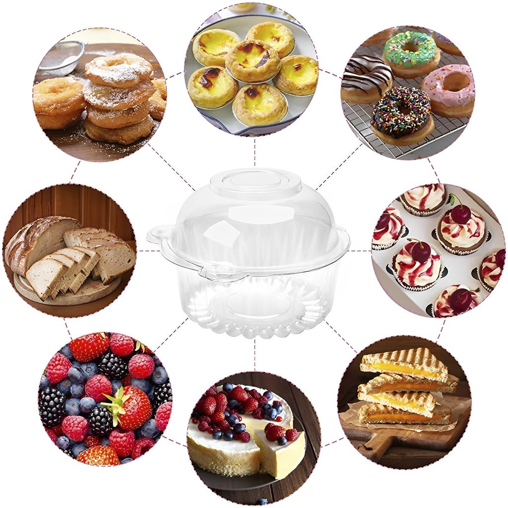 100Pack Clear Food Container Plastic To Go Containers Cake Slice Containers Clamshell Takeout Tray for Pastry,Salad,Dessert