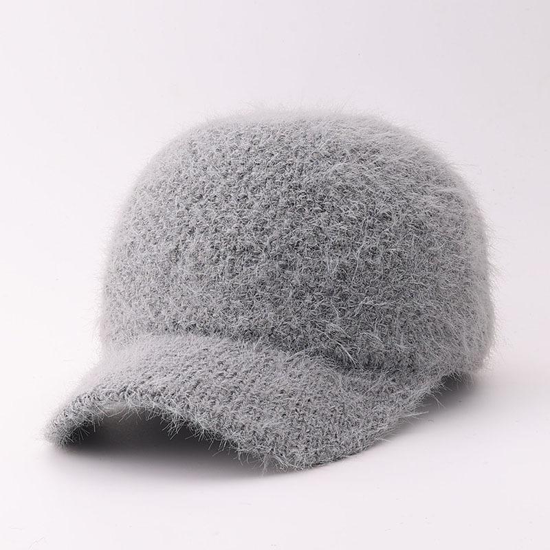 Winter New Plush Knitted Baseball Cap Simple Warm Curved Brim Cap