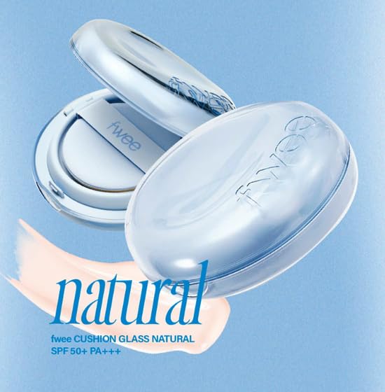 fwee Cushion Foundation Cushion Glass CUSHION GLASS NATURAL Korean Cosmetics Moisture Covering Power Natural SPF50+ PA+++ (03 Glass, 13g)