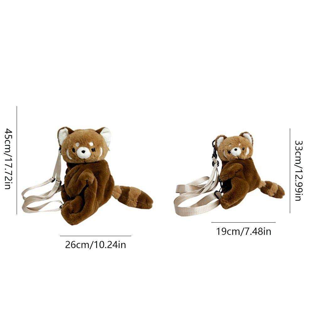 Plush Toy Raccoon Doll Crossbody Bag Doll Animal Shoulder Bag Soft Children School Bag Outdoor