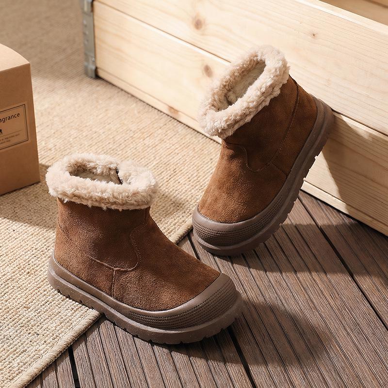 2025 Winter Baby Schneestiefel: Warm, wadenhoch, mit Samt gefüttert, flache Sohle, runde Spitze