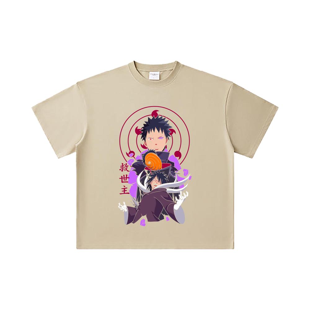 260 GSM Double Yarn 32 Count 100% Cotton Naruto V14 Obito Print Unisex Heavy Cotton T Shirt