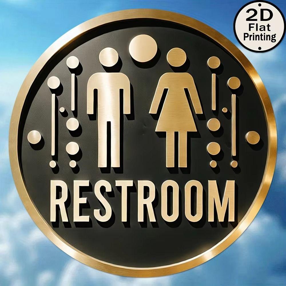 Metal Sign Toilet Gold Dress Retro Wall Decor 20x30 Cm
