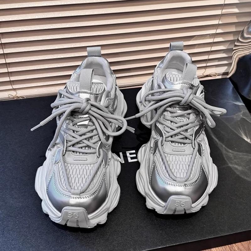 Silver dad shoes women's spring new retro fried street thick-soled versatile lightweight casual mesh sneakers