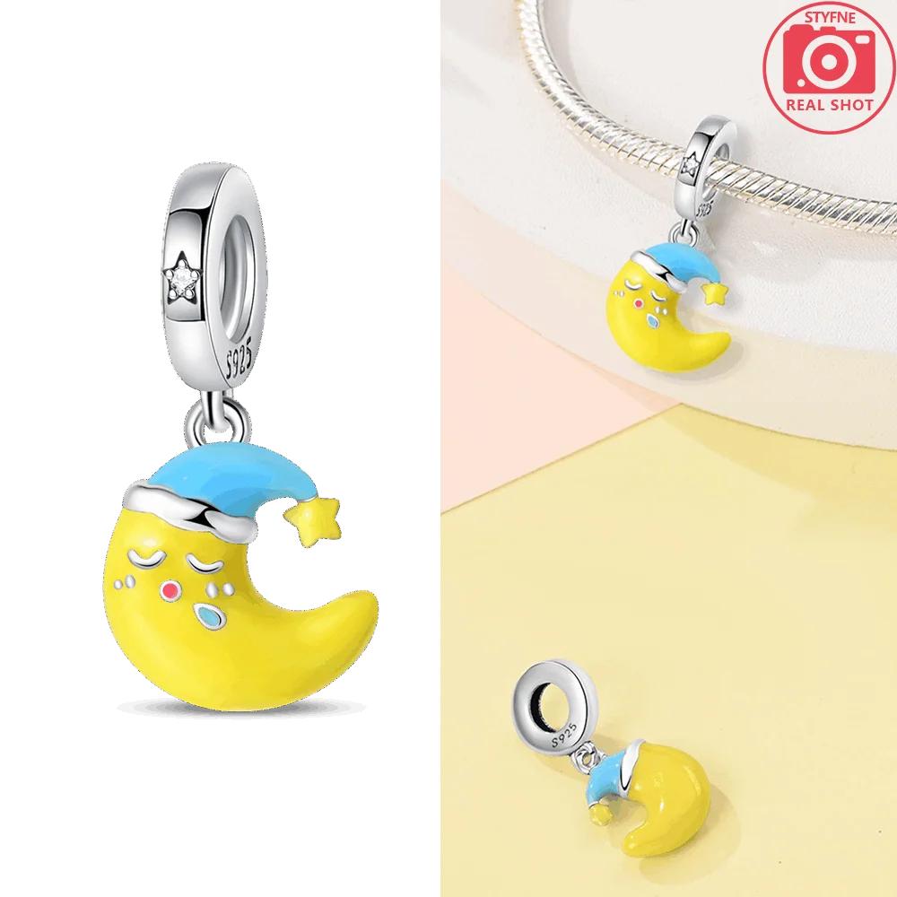 Charms New Copper Moon Bear Astronaut Colorful Luminous Series Beads Fit Pan Original Bracelets Diy Fine Jewelry