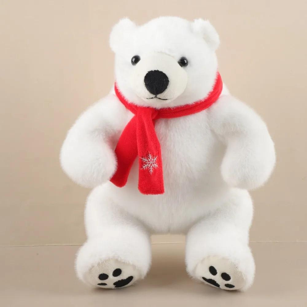 Big Feet Sitting Polar Bear Plush Toy Round Belly Scarf Stuffed Polar Bear Doll Fluffy Cartoon Animal Plush Doll