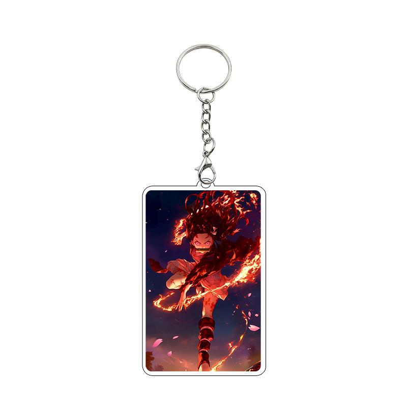Fashion Anime Acrylic Keychain Accessories Tomioka Giyuu Kanroji Mitsuri Nezuko Cartoon Car Charm Pendant Gifts Toys Wholesale