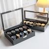 Large Capacity Carbon Fiber Watch Display Box with Transparent Skylight