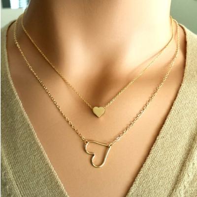 Stylish and Simple Women's Multi-layer Chain, Double-layer Personalized Hollow Love Pendant Necklace