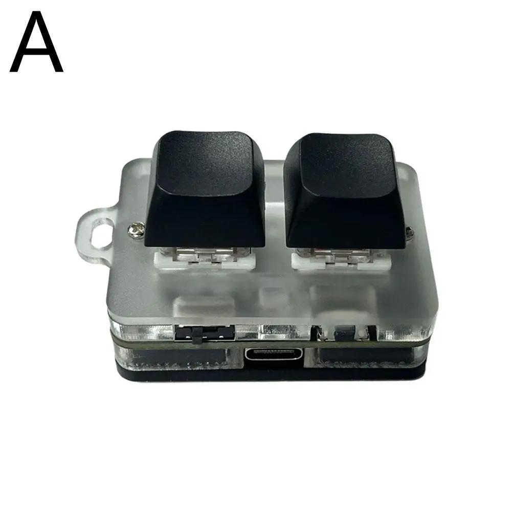 

RGB 2 Button Mechanical Keyboard Hot-swappable Bluetooth Keys Custom Wireless Shortcut Mini E-sports Keyboard 2.4G Gaming 3 C3X0 чорний