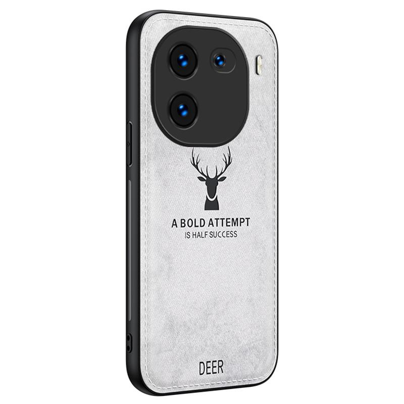 For vivo iQOO 12 5G Cloth Texture Case Deer Impressions Phone Cover