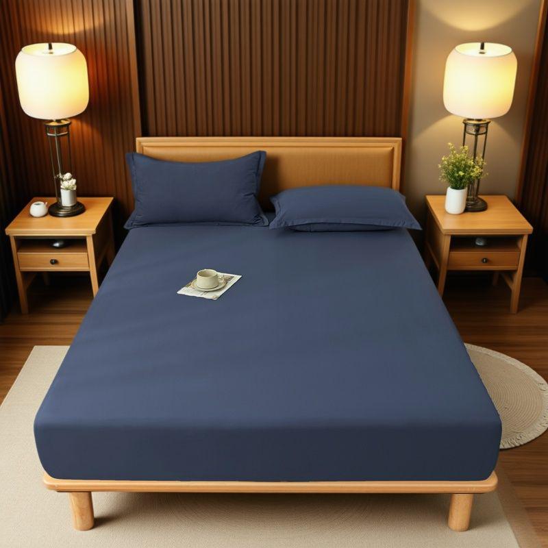 Cross-border Solid Color Skin-Friendly Brushed Fitted Sheet & Dustproof Mattress Cover with Pillowcase