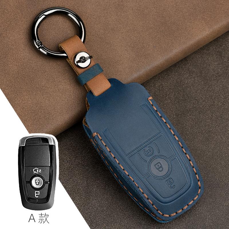 

Чехол для автомобильного ключа Crazy Horse из кожи для Ford Mustang 2018 EcoSport Smart Remote Fobs Shell Cover Keys Bag Keychain Auto Accessories