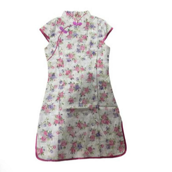 Children's Summer Lace Qipao Dress - Cute Cotton Linen Gown for Girls