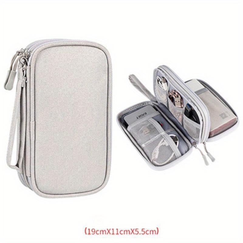 

Сумка-органайзер для путешествий, органайзеры для хранения кабелей, чехол для переноски, портативные водонепроницаемые двухслойные сумки для хранения кабеля, шнура серый
