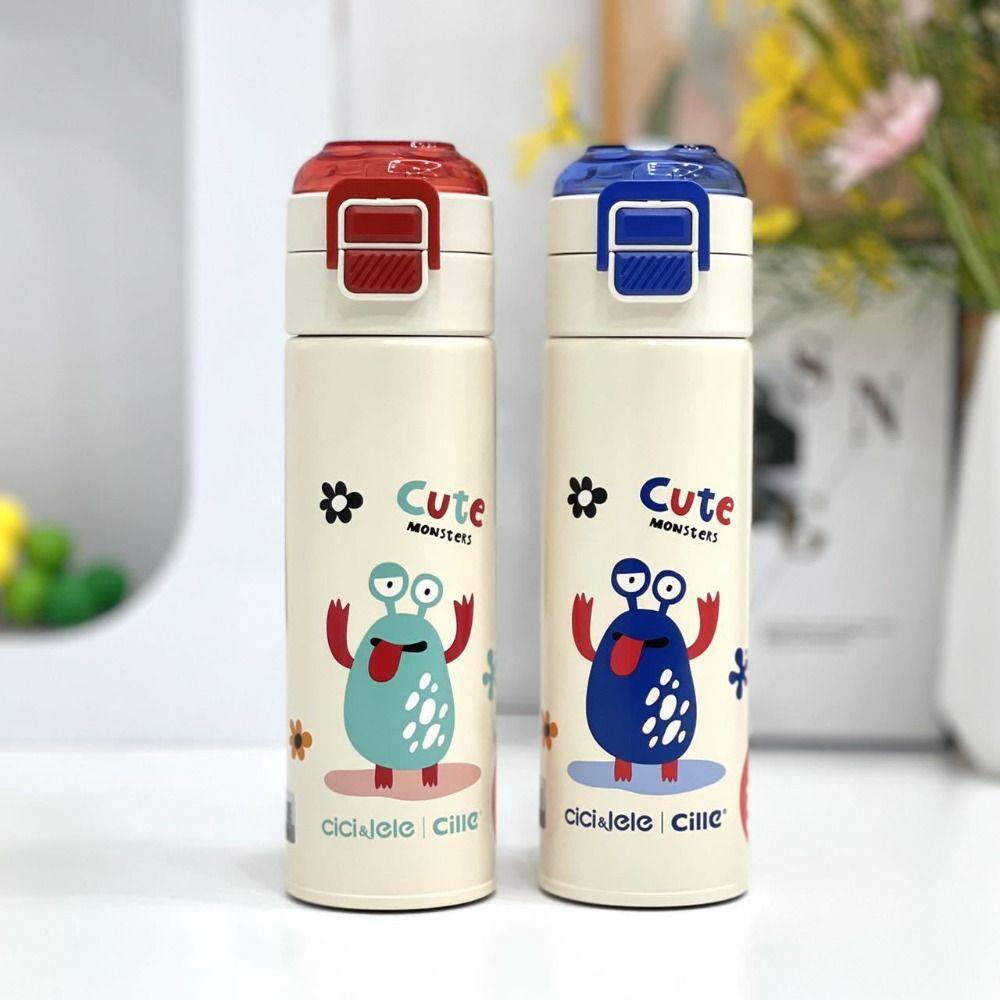 400/500ml Children's Insulated Bottle Stainless Steel Cartoon Pattern Drinking Cup Leak-Proof Water Bottles