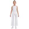 Girls Rhinestone Dance Bodysuit - Shimmery Sleeveless Jumpsuit with Keyhole Back & Side Splits, Built-in Briefs for Performances