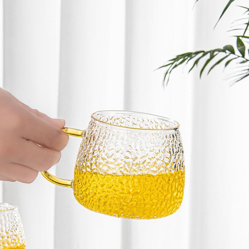 Hammer Pattern Pineapple Cup High Borosilicate Glass Juice Cup Drink Cup Office Flower Tea Brew Tea Cup Household Single Layer Cup