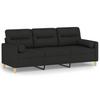 Vidaxl 3-Seater Sofa With Cushions, Black, 180 Cm, Fabric