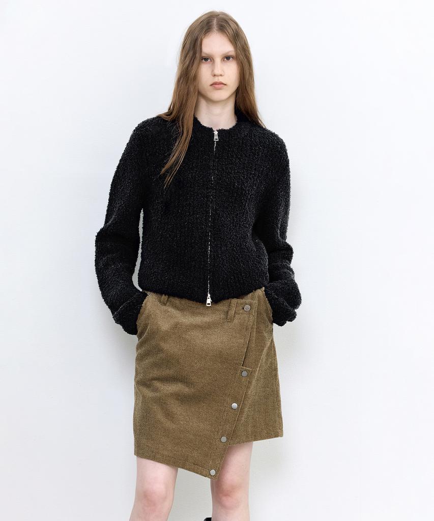 INSILENCE WOMEN Corduroy Asymmetrical Skirt Ash Brown