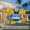 2D Feliz Dia del Padre Backdrop with Tools, Coffee & Mustache Party Decoration Banner