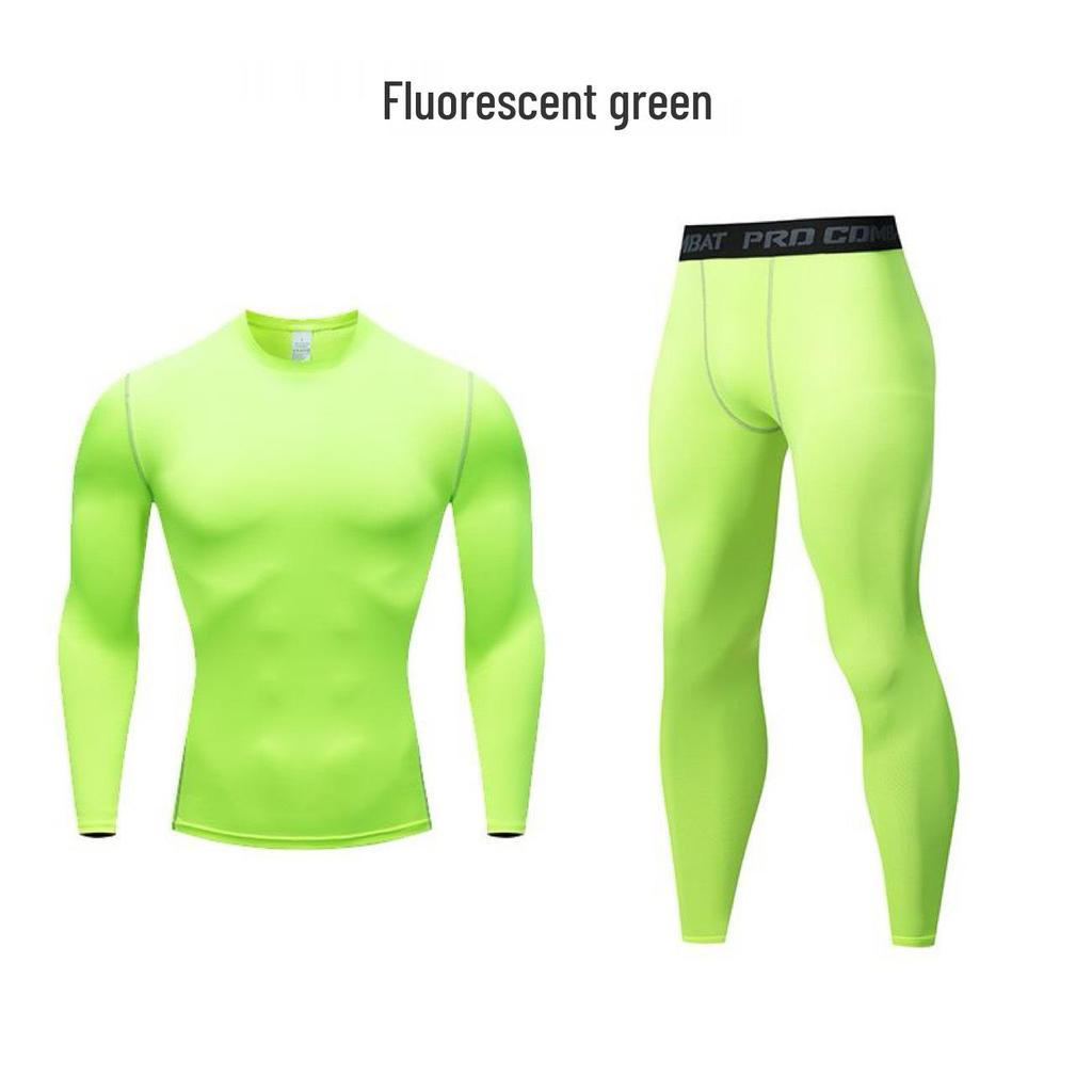 Men's Quick Dry Compression Sports Set: Long Sleeve & Pants Fitness Wear for Spring/Autumn Running & Training