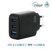 Síťová nabíječka 65W GaN 2 USB-C &; 1 USB-A, Rychlá nástěnná nabíječka Quick Charge pro PC, Tablet &; Chytrý telefon