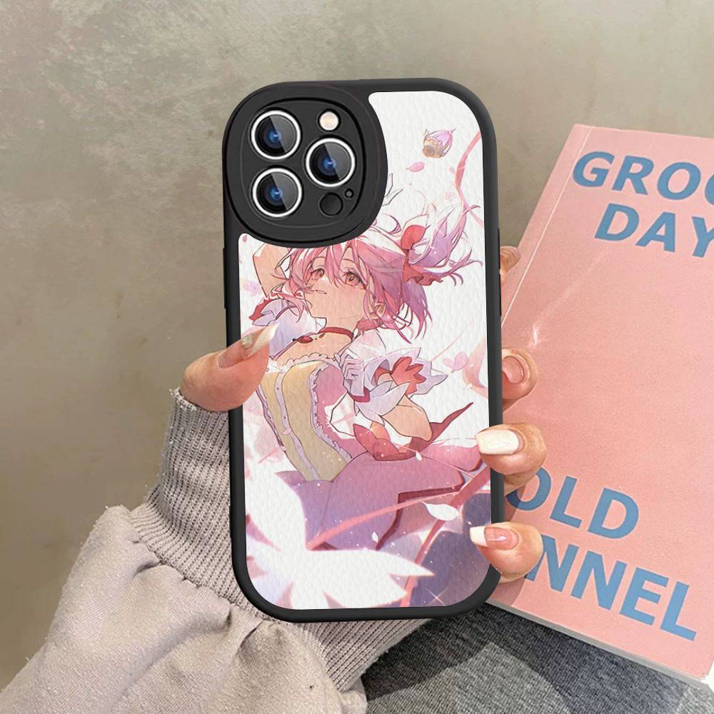 

P-Puella Magi M-Madoka Magica Anime Phone Case Hard Leather For IPhone 16 15 14 13 12 Mini 11 14 Pro Max Xs X Xr 7 8 Plus Fundas iPhone 15 plus