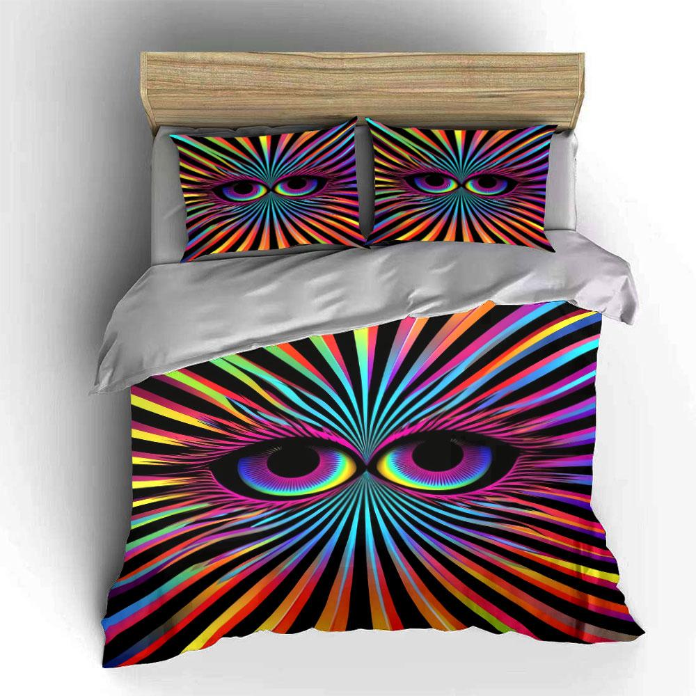 Colorful Optical Illusion Art Decor Soft Comfortable Duvet Cover Bedding Set Included 1*Duvet Cover & 2*Pillowcases, Gift