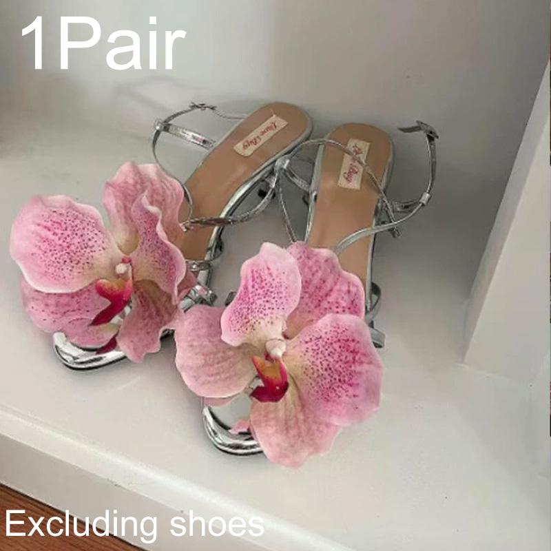 1 Pair Butterfly Shape Shoes Charms Sandals Decor Bohemian Shoe Accessories DIY Shoe Clip Elegant Orchid Flower Colorful