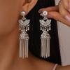 Fan-shaped Wind Chime Tassel Earrings Palace Style Light Luxury High-end Earrings for Women
