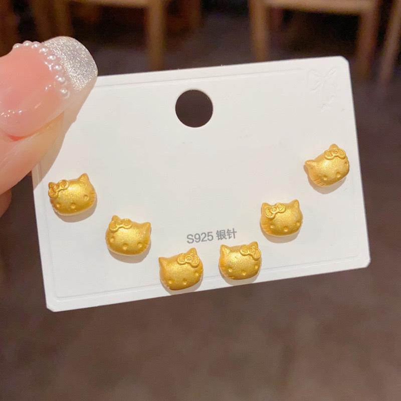 Cartoon geometric earrings light luxury fashion versatile stud earrings temperament versatile high sense niche design earrings