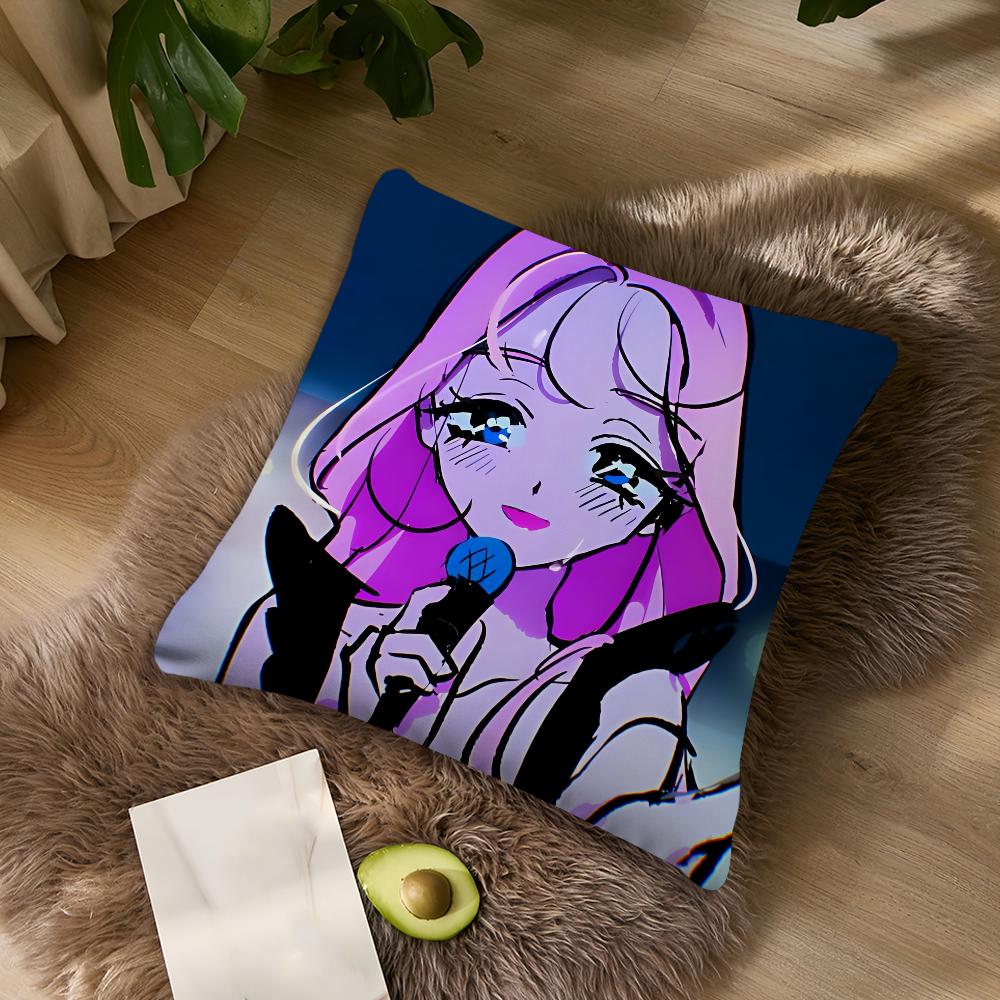 Alien Stage Mizi Anime Girl Pink cushion For Bedroom Car Coffee Shop Room Soft and Living Room Sofa Decorative Pillow Cover Case