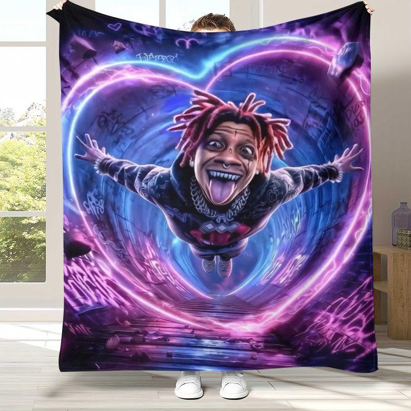Art Rapper HIP HOP Star Cartoon Flannel Blanket,Ultra Soft Plush Throw for Home Bedroom Bed Sofa Cover Office Camping Picnic