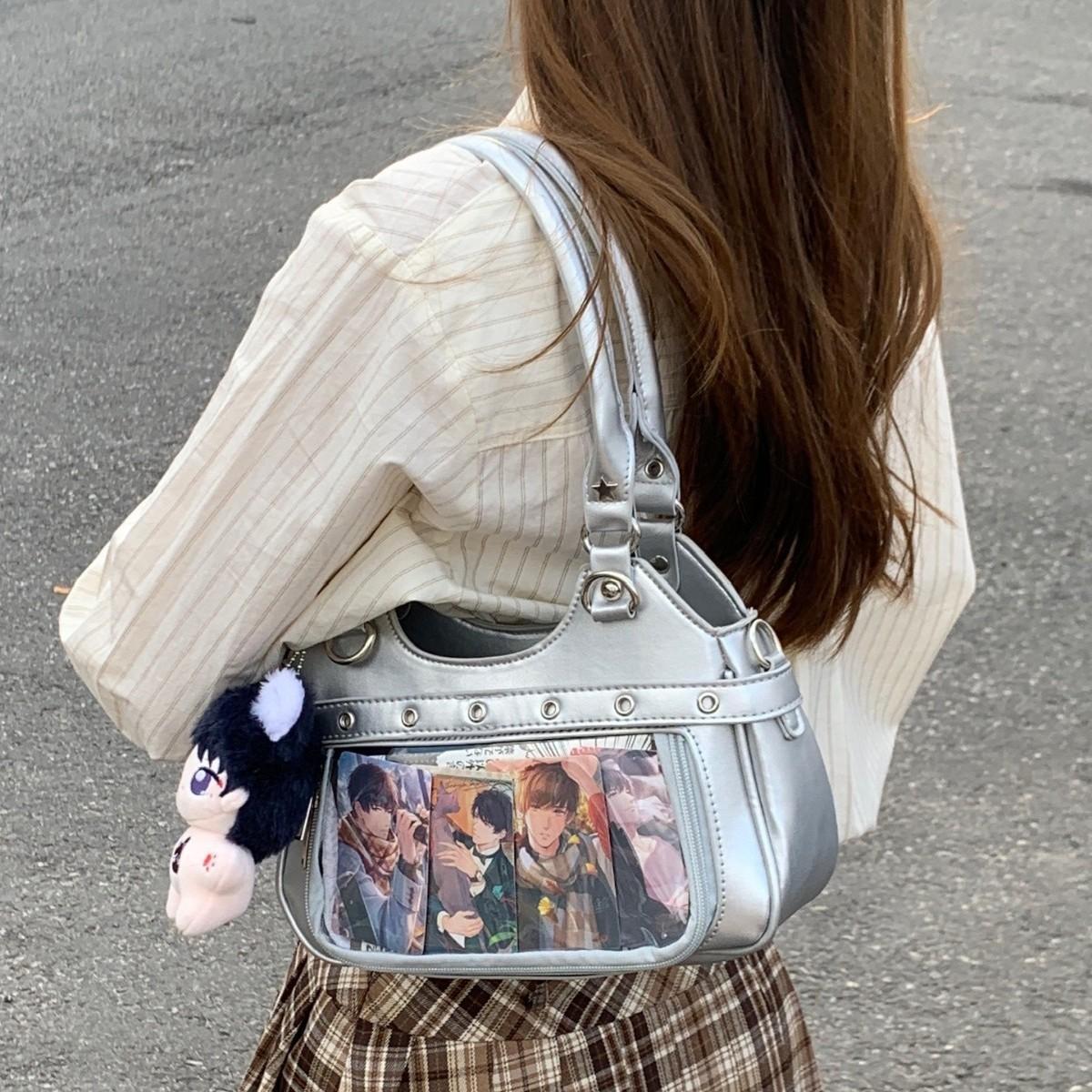 

Fashionable Millennium Hot Girl Large Capacity Transparent Badge Pain Bag Versatile Student Slant Cross Bag